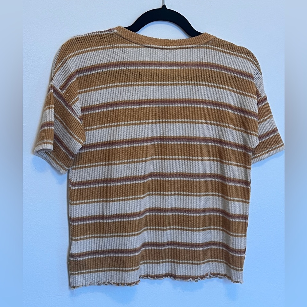 American Eagle Outfitters Knit Top with Brown and Cream Stripes - Picture 2 of 3